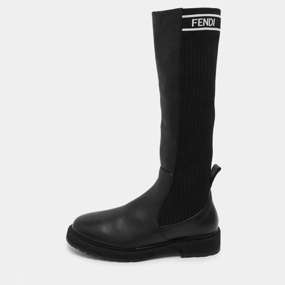 Fendi Black and White Knee-High Boots
